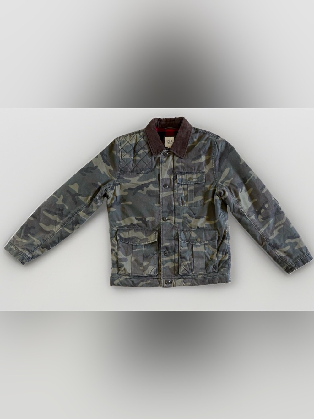 GAP Camo Field Jacket Medium Plaid Lined